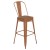 Flash Furniture CH-31320-30GB-OR-PL2T-GG 30" Orange Metal Indoor/Outdoor Bar Height Stool with Removable Back and Teak All-Weather Poly Resin Seat addl-2