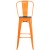 Flash Furniture CH-31320-30GB-OR-WD-GG 30" Orange Metal Barstool with Back and Wood Seat addl-6