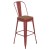 Flash Furniture CH-31320-30GB-RED-PL2T-GG 30" Red Metal Indoor/Outdoor Bar Height Stool with Removable Back and Teak All-Weather Poly Resin Seat addl-2