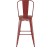 Flash Furniture CH-31320-30GB-RED-PL2T-GG 30" Red Metal Indoor/Outdoor Bar Height Stool with Removable Back and Teak All-Weather Poly Resin Seat addl-9