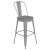 Flash Furniture CH-31320-30GB-SIL-PL2G-GG 30" Silver Metal Indoor/Outdoor Bar Height Stool with Removable Back and Gray All-Weather Poly Resin Seat addl-2