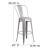 Flash Furniture CH-31320-30GB-SIL-PL2G-GG 30" Silver Metal Indoor/Outdoor Bar Height Stool with Removable Back and Gray All-Weather Poly Resin Seat addl-5