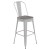 Flash Furniture CH-31320-30GB-WH-PL2G-GG 30" White Metal Indoor/Outdoor Bar Height Stool with Removable Back and Gray All-Weather Poly Resin Seat addl-2