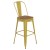 Flash Furniture CH-31320-30GB-YL-PL2T-GG 30" Yellow Metal Indoor/Outdoor Bar Height Stool with Removable Back and Teak All-Weather Poly Resin Seat addl-2