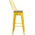 Flash Furniture CH-31320-30GB-YL-WD-GG 30" Yellow Metal Barstool with Back and Wood Seat addl-5