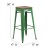 Flash Furniture CH-31320-30-GN-WD-GG 30" Green Metal Barstool with Square Wood Seat addl-6