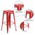 Flash Furniture CH-31320-30-RED-GG 30" Red Metal Indoor/Outdoor Barstool with Square Seat addl-5