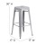 Flash Furniture CH-31320-30-SIL-PL2G-GG 30" Silver Metal Indoor/Outdoor Barstool with Gray Poly Resin Wood Seat addl-5