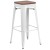 Flash Furniture CH-31320-30-WH-WD-GG 30" White Metal Barstool with Square Wood Seat addl-2