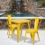Flash Furniture CH-31330-2-30-YL-GG 23.75" Square Yellow Metal Indoor/Outdoor Table Set with 2 Stack Chairs addl-1
