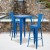 Flash Furniture CH-31330B-2-30GB-BL-GG23.75" Square Blue Metal Indoor/Outdoor Bar Table Set with 2 Stools with Backs addl-1