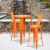 Flash Furniture CH-31330B-2-30GB-OR-GG23.75" Square Orange Metal Indoor/Outdoor Bar Table Set with 2 Stools with Backs addl-1