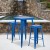 Flash Furniture CH-31330B-2-30SQ-BL-GG 23.75" Square Blue Metal Indoor/Outdoor Bar Table Set with 2 Square Seat Backless Stools addl-1