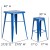 Flash Furniture CH-31330B-2-30SQ-BL-GG 23.75" Square Blue Metal Indoor/Outdoor Bar Table Set with 2 Square Seat Backless Stools addl-4