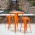 Flash Furniture CH-31330B-2-30SQ-OR-GG 23.75" Square Orange Metal Indoor/Outdoor Bar Table Set with 2 Square Seat Backless Stools addl-1