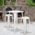Flash Furniture CH-31330B-2-30SQ-WH-GG 23.75" Square White Metal Indoor/Outdoor Bar Table Set with 2 Square Seat Backless Stools addl-1
