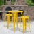Flash Furniture CH-31330B-2-30SQ-YL-GG 23.75" Square Yellow Metal Indoor/Outdoor Bar Table Set with 2 Square Seat Backless Stools addl-1