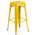 Flash Furniture CH-31330B-2-30SQ-YL-GG 23.75" Square Yellow Metal Indoor/Outdoor Bar Table Set with 2 Square Seat Backless Stools addl-4