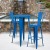 Flash Furniture CH-51080BH-2-30CAFE-BL-GG 24" Round Blue Metal Indoor/Outdoor Bar Table Set with 2 Cafe Stools addl-1