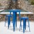 Flash Furniture CH-51080BH-2-30SQST-BL-GG 24" Round Blue Metal Indoor/Outdoor Bar Table Set with 2 Square Seat Backless Stools addl-1