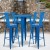 Flash Furniture CH-51080BH-4-30CAFE-BL-GG 24" Round Blue Metal Indoor/Outdoor Bar Table Set with 4 Cafe Stools addl-1