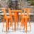 Flash Furniture CH-51080BH-4-30CAFE-OR-GG 24" Round Orange Metal Indoor/Outdoor Bar Table Set with 4 Cafe Stools addl-1