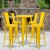 Flash Furniture CH-51080BH-4-30CAFE-YL-GG 24" Round Yellow Metal Indoor/Outdoor Bar Table Set with 4 Cafe Stools addl-1