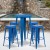 Flash Furniture CH-51080BH-4-30SQST-BL-GG 24" Round Blue Metal Indoor/Outdoor Bar Table Set with 4 Square Seat Backless Stools addl-1
