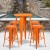 Flash Furniture CH-51080BH-4-30SQST-OR-GG 24" Round Orange Metal Indoor/Outdoor Bar Table Set with 4 Square Seat Backless Stools addl-1