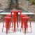 Flash Furniture CH-51080BH-4-30SQST-RED-GG 24" Round Red Metal Indoor/Outdoor Bar Table Set with 4 Square Seat Backless Stools addl-1