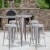 Flash Furniture CH-51080BH-4-30SQST-SIL-GG 24" Round Silver Metal Indoor/Outdoor Bar Table Set with 4 Square Seat Backless Stools addl-1