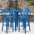 Flash Furniture CH-51080BH-4-30VRT-BL-GG 24" Round Blue Metal Indoor/Outdoor Bar Table Set with 4 Vertical Slat Back Stools addl-1