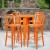 Flash Furniture CH-51080BH-4-30VRT-OR-GG 24" Round Orange Metal Indoor/Outdoor Bar Table Set with 4 Vertical Slat Back Stools addl-1