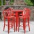 Flash Furniture CH-51080BH-4-30VRT-RED-GG 24" Round Red Metal Indoor/Outdoor Bar Table Set with 4 Vertical Slat Back Stools addl-1