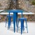 Flash Furniture CH-51090BH-2-30SQST-BL-GG 30" Round Blue Metal Indoor/Outdoor Bar Table Set with 2 Square Seat Backless Stools addl-1