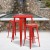 Flash Furniture CH-51090BH-2-30SQST-RED-GG 30" Round Red Metal Indoor/Outdoor Bar Table Set with 2 Square Seat Backless Stools addl-1