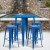 Flash Furniture CH-51090BH-4-30SQST-BL-GG 30" Round Blue Metal Indoor/Outdoor Bar Table Set with 4 Square Seat Backless Stools addl-1