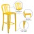 Flash Furniture CH-61200-30-YL-GG 30" Yellow Metal Indoor/Outdoor Barstool with Vertical Slat Back addl-4