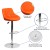 Flash Furniture CH-82028A-ORG-GG Contemporary Orange Vinyl Diamond Pattern Bucket Seat Adjustable Height Barstool with Chrome Base addl-4