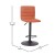 Flash Furniture CH-92023-1-BRBK-GG Modern Cognac Vinyl Adjustable Bar Swivel Stool with Back, Black Base, Footrest addl-3