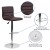 Flash Furniture CH-92023-1-BRN-GG Modern Brown Vinyl Adjustable Bar Swivel Stool with Back, Chrome Base, Footrest addl-4