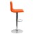 Flash Furniture CH-92023-1-ORG-GG Modern Orange Vinyl Adjustable Bar Swivel Stool with Back, Chrome Base, Footrest addl-8