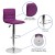 Flash Furniture CH-92023-1-PUR-GG Modern Purple Vinyl Adjustable Bar Swivel Stool with Back, Chrome Base, Footrest addl-4