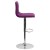Flash Furniture CH-92023-1-PUR-GG Modern Purple Vinyl Adjustable Bar Swivel Stool with Back, Chrome Base, Footrest addl-8