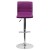 Flash Furniture CH-92023-1-PUR-GG Modern Purple Vinyl Adjustable Bar Swivel Stool with Back, Chrome Base, Footrest addl-9