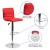 Flash Furniture CH-92023-1-RED-GG Modern Red Vinyl Adjustable Bar Swivel Stool with Back, Chrome Base, Footrest addl-4
