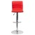 Flash Furniture CH-92023-1-RED-GG Modern Red Vinyl Adjustable Bar Swivel Stool with Back, Chrome Base, Footrest addl-9