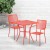 Flash Furniture CO-28SQ-02CHR2-RED-GG 28" Square Coral Indoor/Outdoor Steel Patio Table Set with 2 Square Back Chairs addl-1