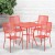 Flash Furniture CO-28SQ-02CHR4-RED-GG 28" Square Coral Indoor/Outdoor Steel Patio Table Set with 4 Square Back Chairs addl-1