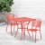 Flash Furniture CO-28SQ-03CHR2-RED-GG 28" Square Coral Indoor/Outdoor Steel Patio Table Set with 2 Round Back Chairs addl-1